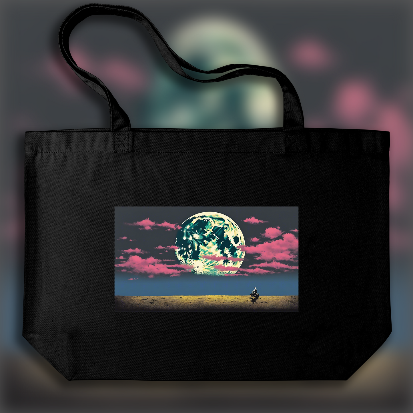 Tote bag - Provocative street art with dark humor and subversive messages, Moon and clouds - 150046042