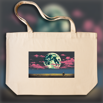 Tote bag - Provocative street art with dark humor and subversive messages, Moon and clouds - 150046042