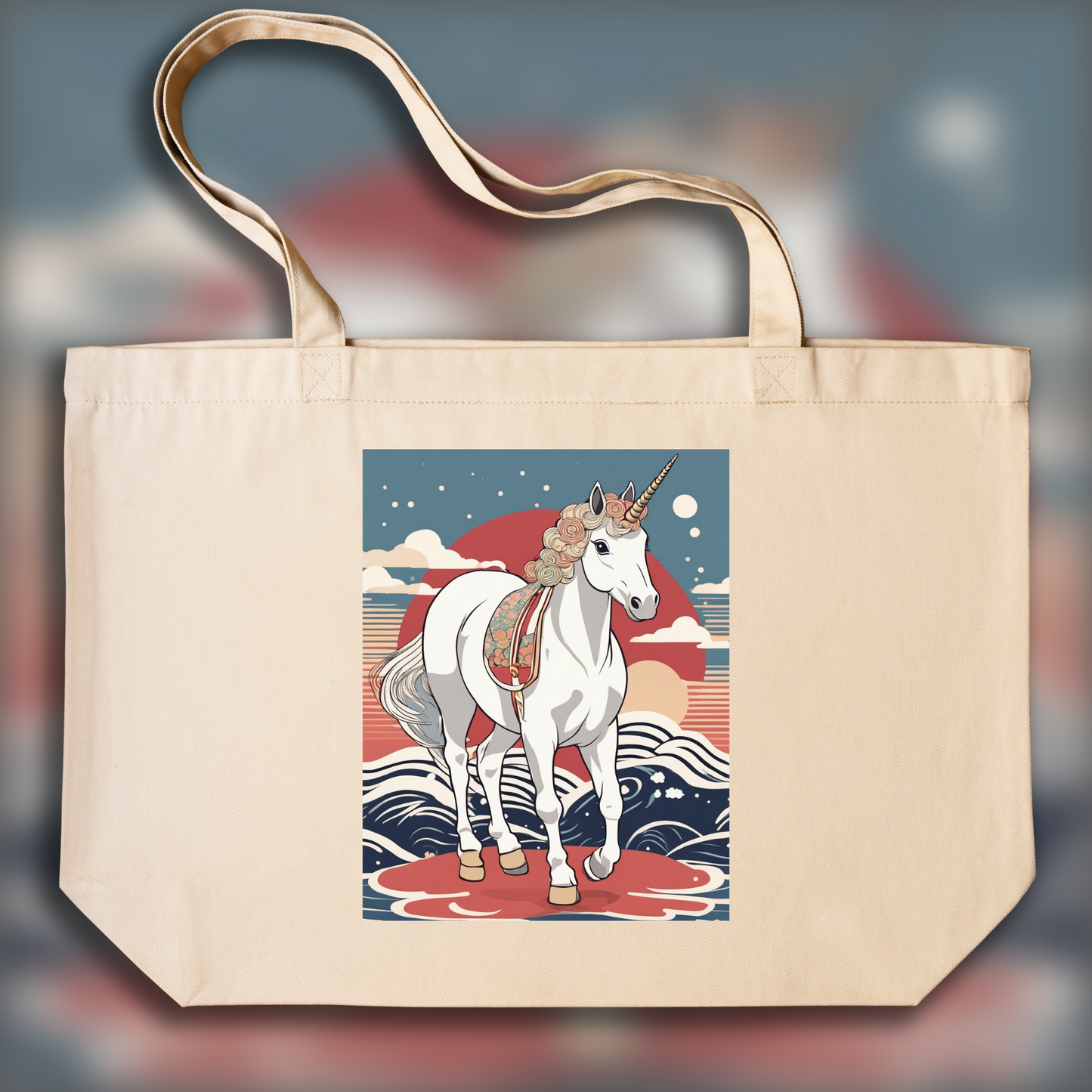 Tote bag - Ukiyo-e, A baby cute unicorn - 579983949