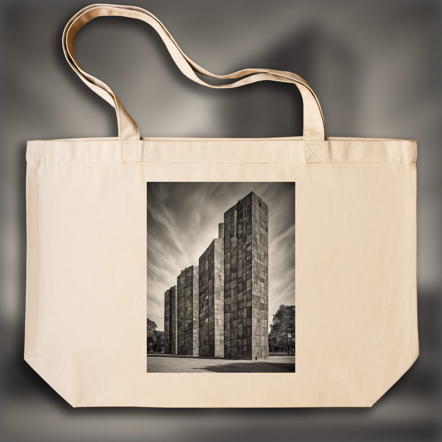 Tote bag - Compositions abstraites aux formes fantaisistes, Brutalist architecture, city - 1955875456