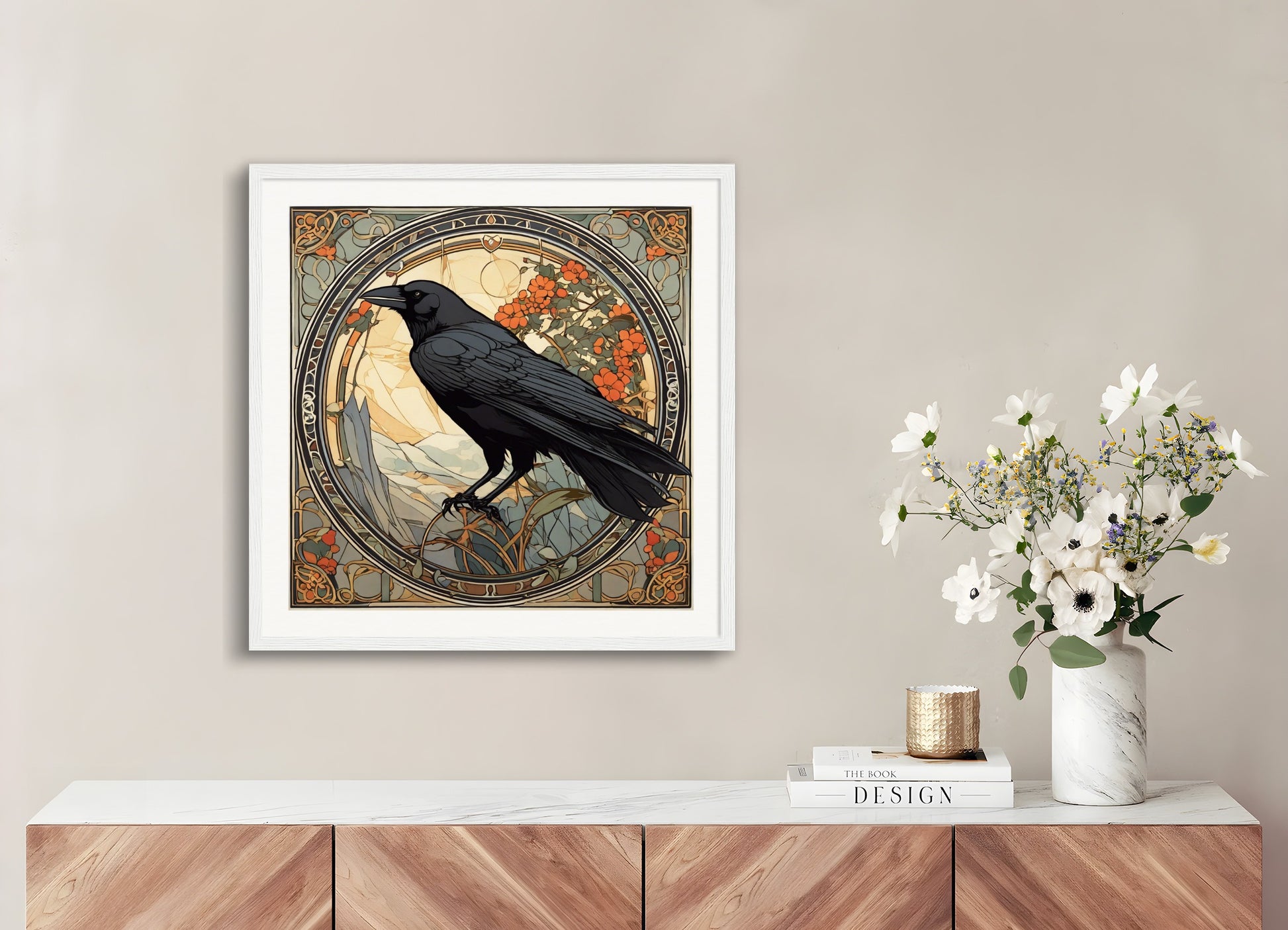 Poster with wood frame: , Crow