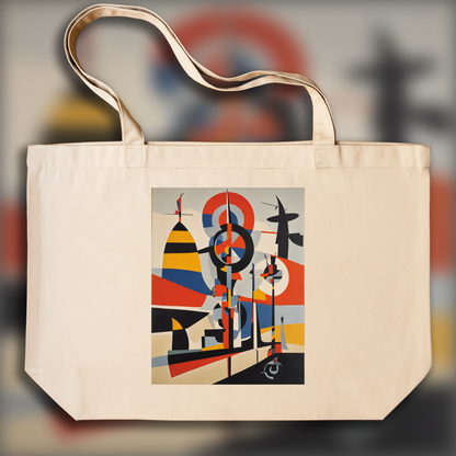 Tote bag - Lignes et figures géométriques aux formes flottantes, art abstrait ludique, Canoë  - 2820364785