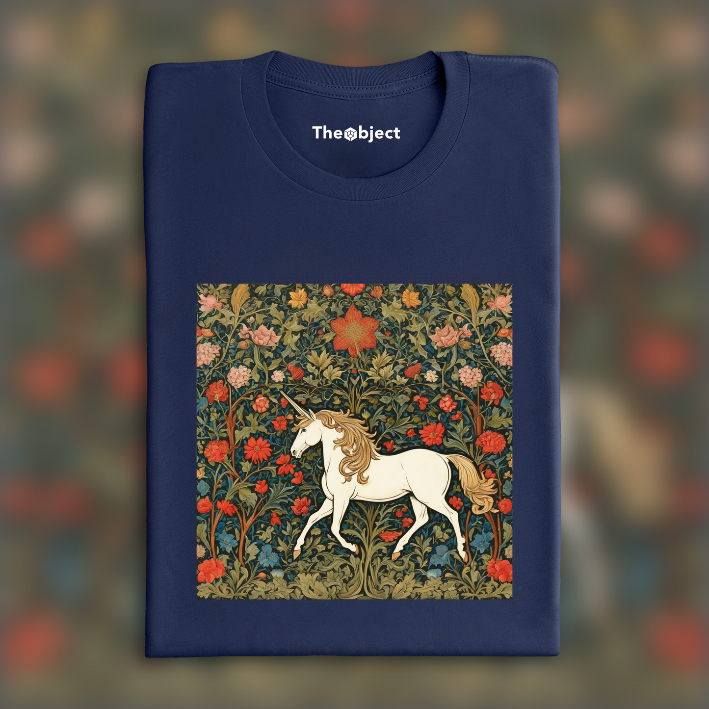 T-Shirt - Motifs, floral decoration of 19th century English crafts, Unicorn - 801761322