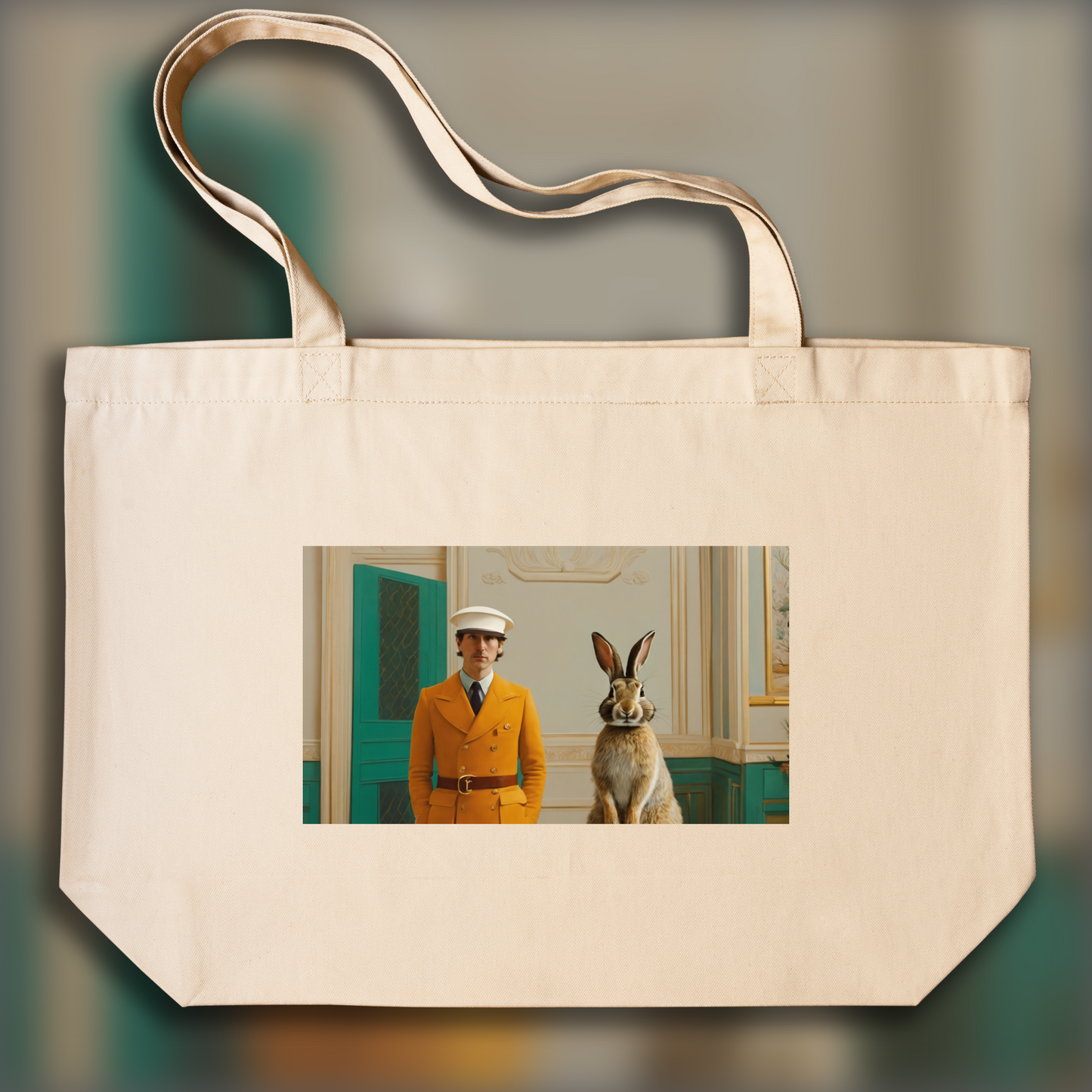 Tote bag - Symmetrical cinematography with a clean color palette, Rabbit - 3643538120