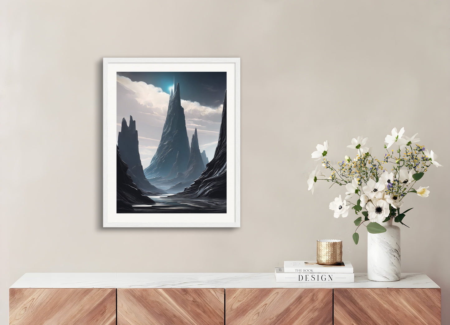 Poster with wood frame: , Exoplanet landscape