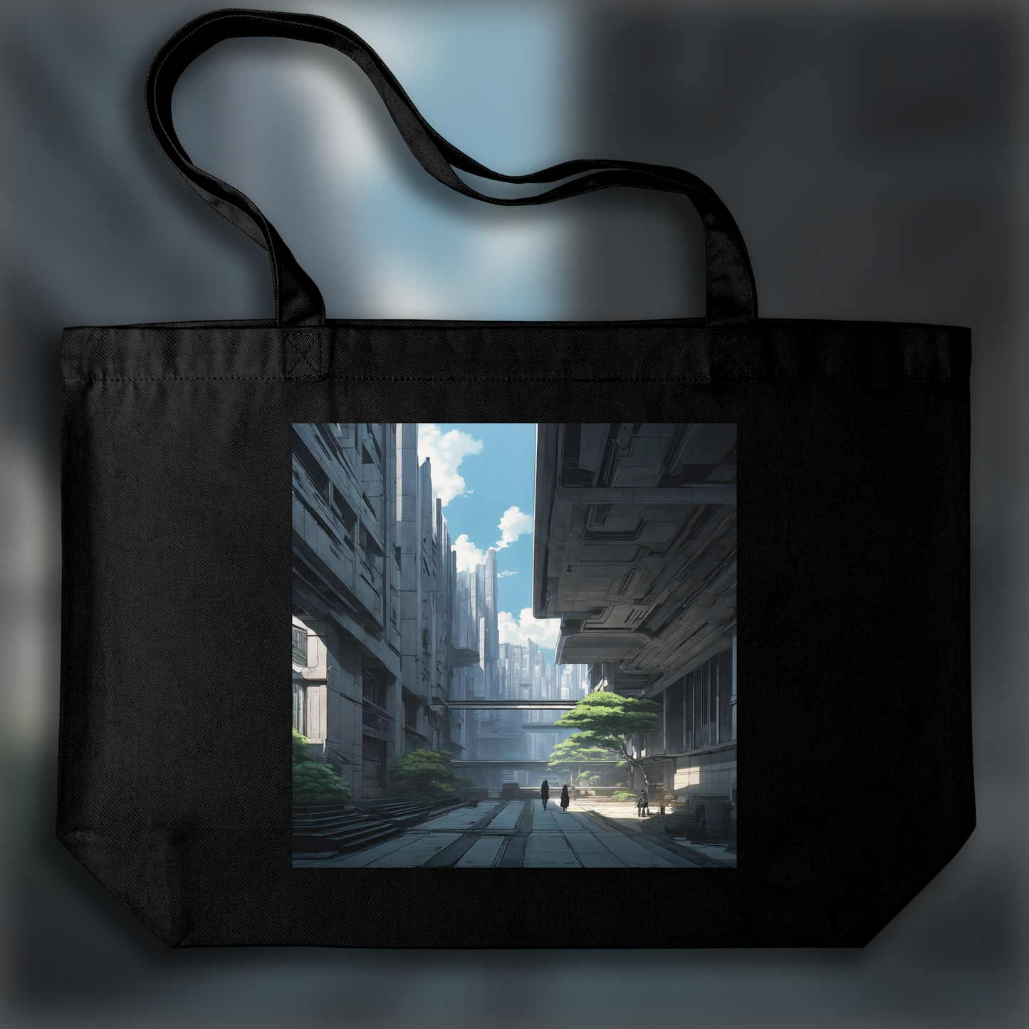 Tote bag - Ghost in the shell atmosphere, Brutalist architecture, city - 1186372846