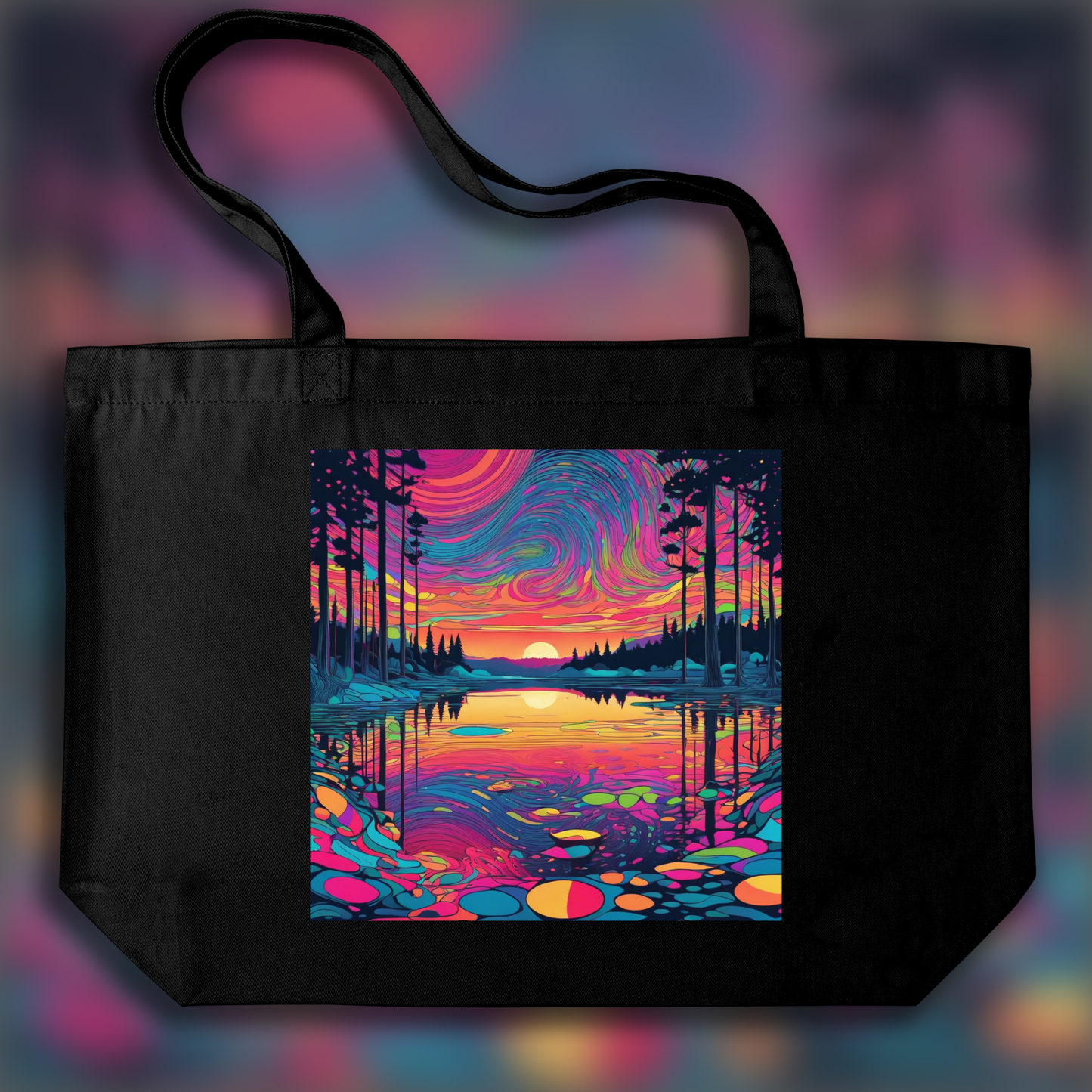 Tote bag - Psychedelic art, Lake - 277492081