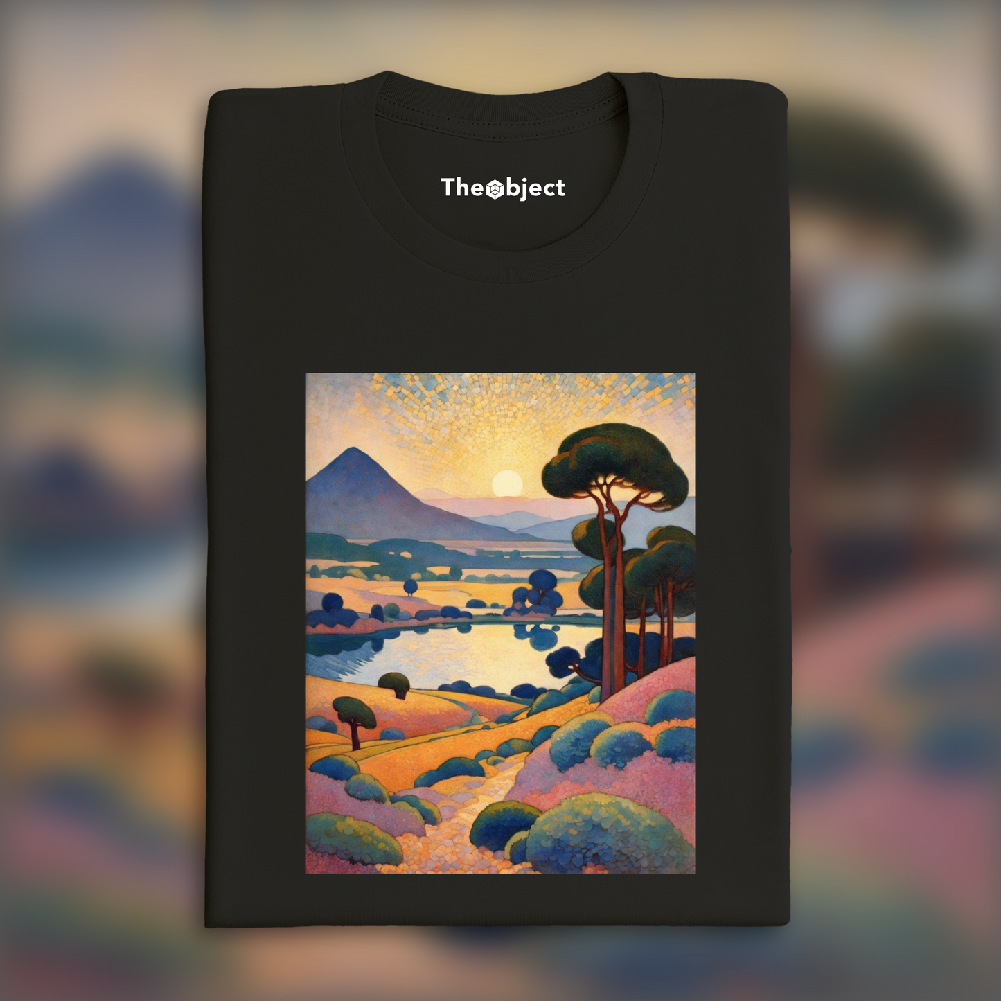 T-Shirt - Pointillism radiating Mediterranean serenity, Exoplanet landscape - 2590977025