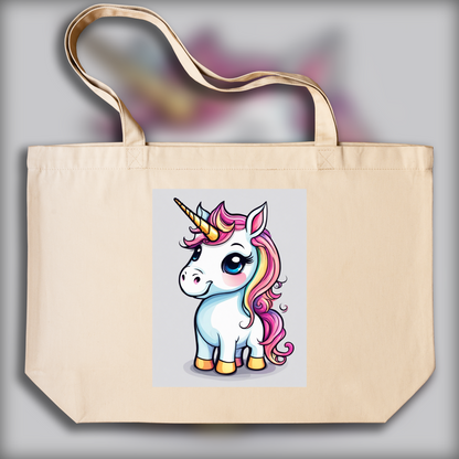 Tote bag - colored drawing, A baby cute unicorn - 1869591321