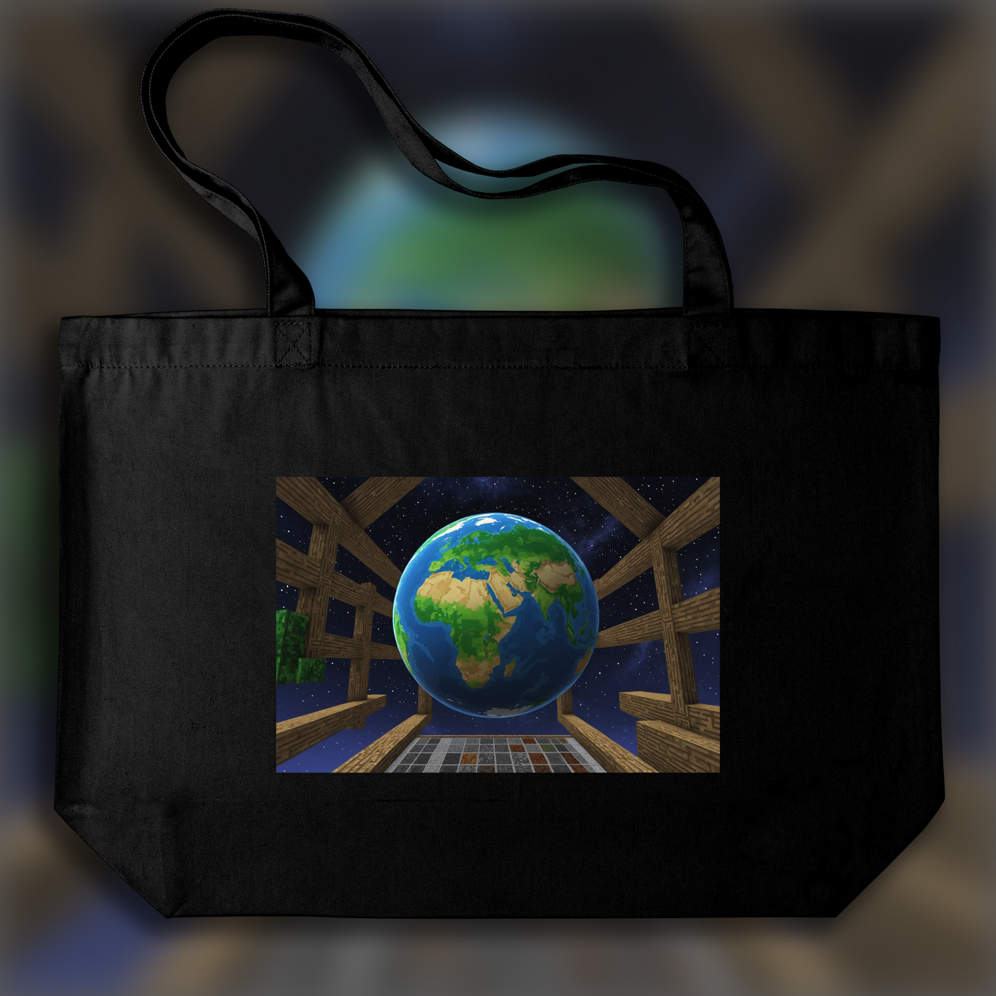 Tote bag - Minecraft, le globe terrestre dans l'espace - 2042666331