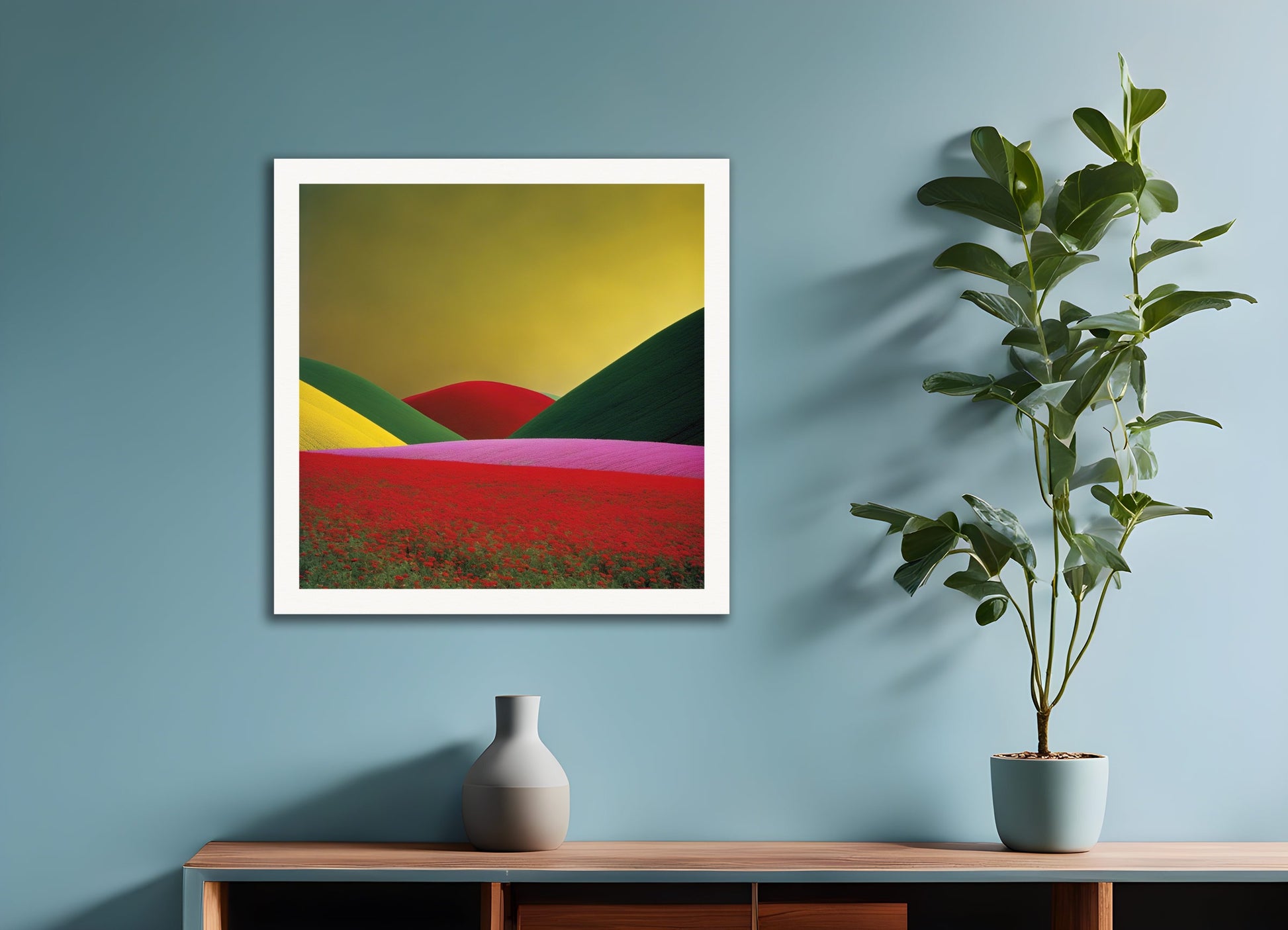 Poster: Colorful and abstract images, capturing geometric compositions in landscapes, Flower