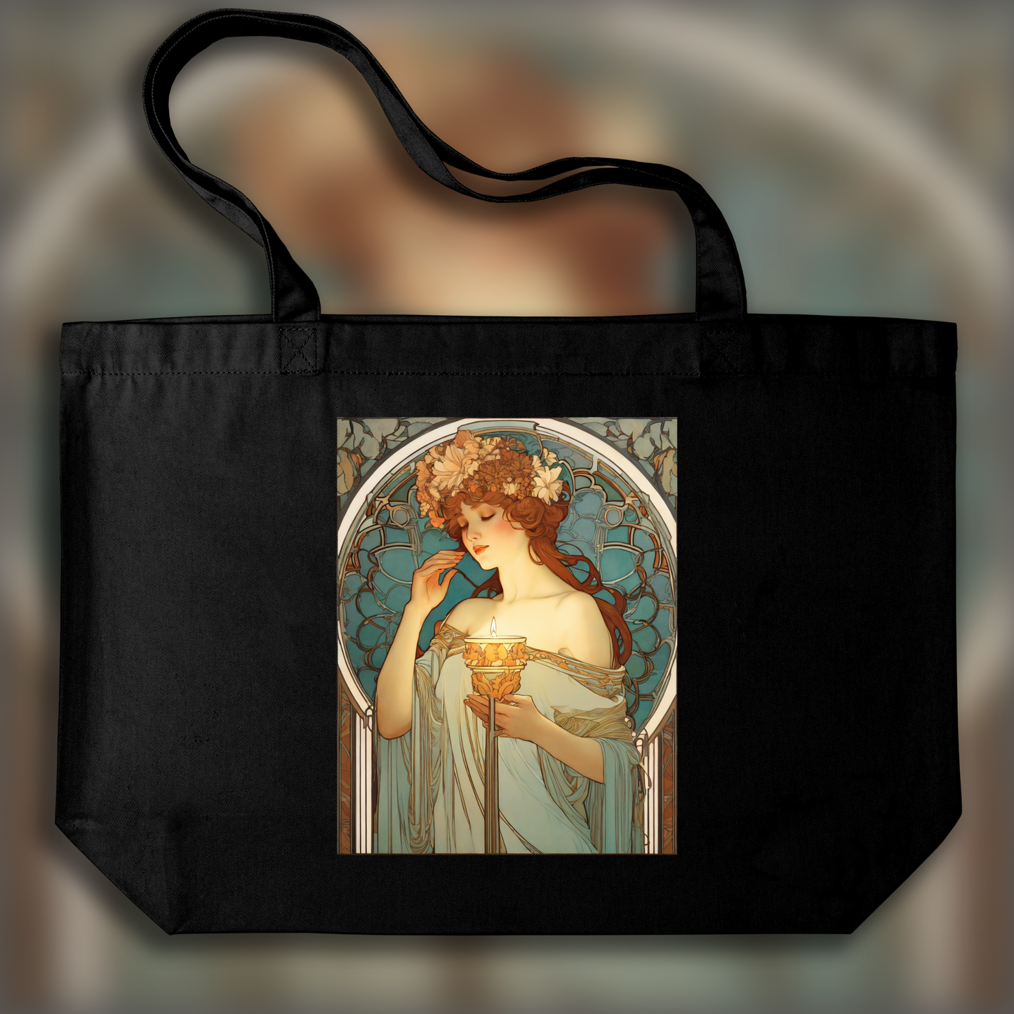 Tote bag - Enchanting fusion of ornate lines and flowing shapes, Candle - 3334389646