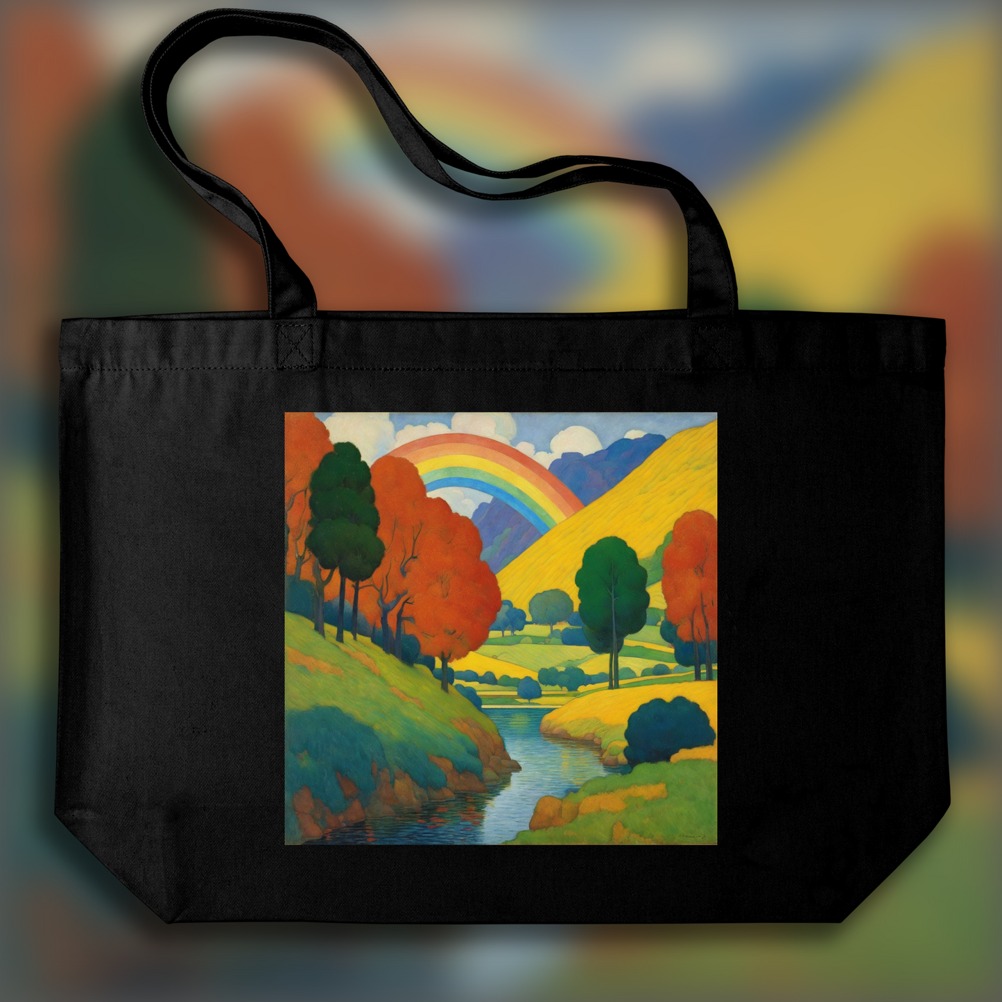 Tote bag - Symbolism with bright colors and simplified shapes, Rainbow - 3849892381