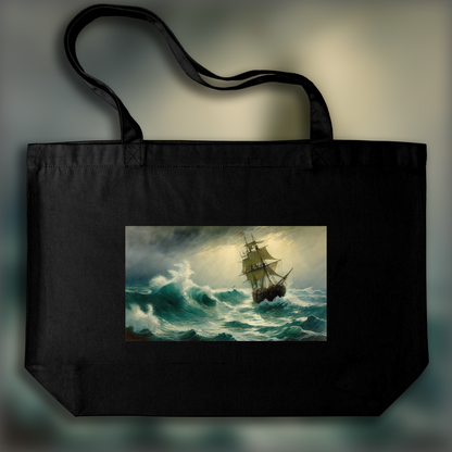 Tote bag - Fantastic illustration, fanciful settings, stormy ocean - 878146476