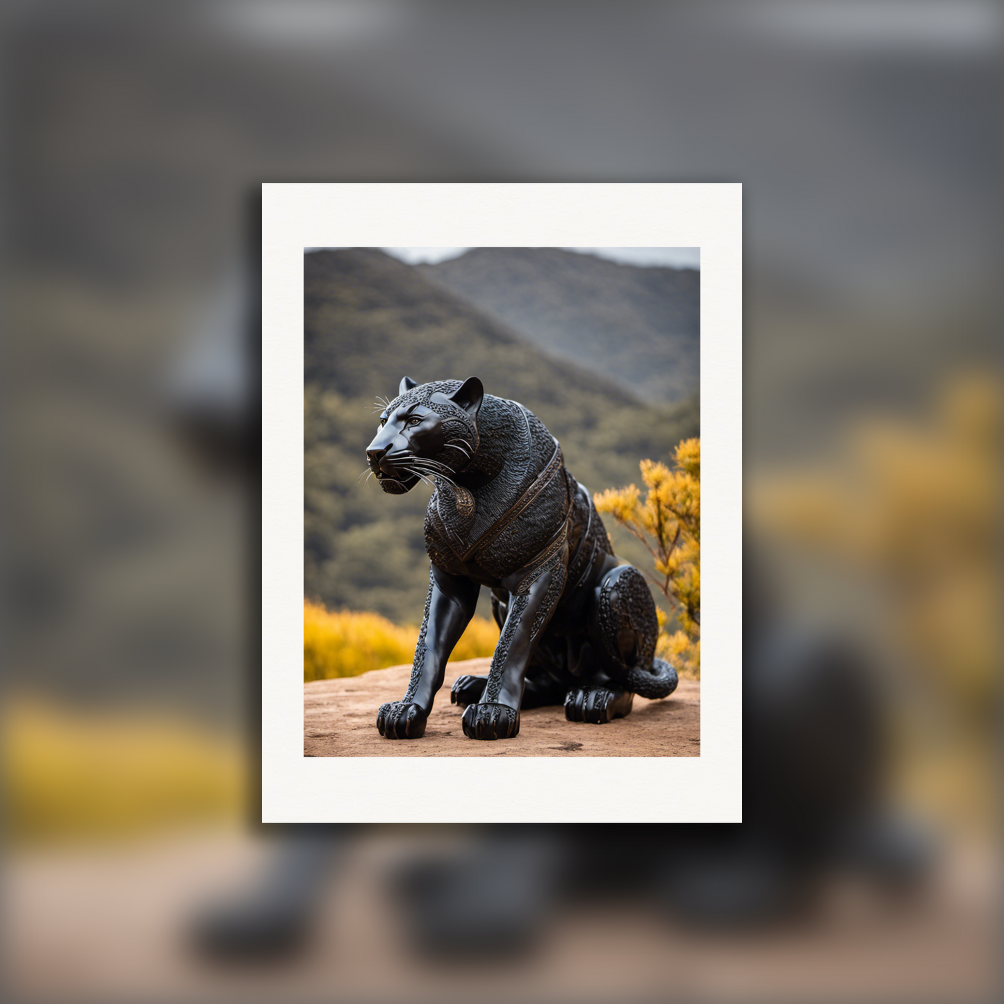 Poster - African art (sculpture), a black panther animal - 2772429159