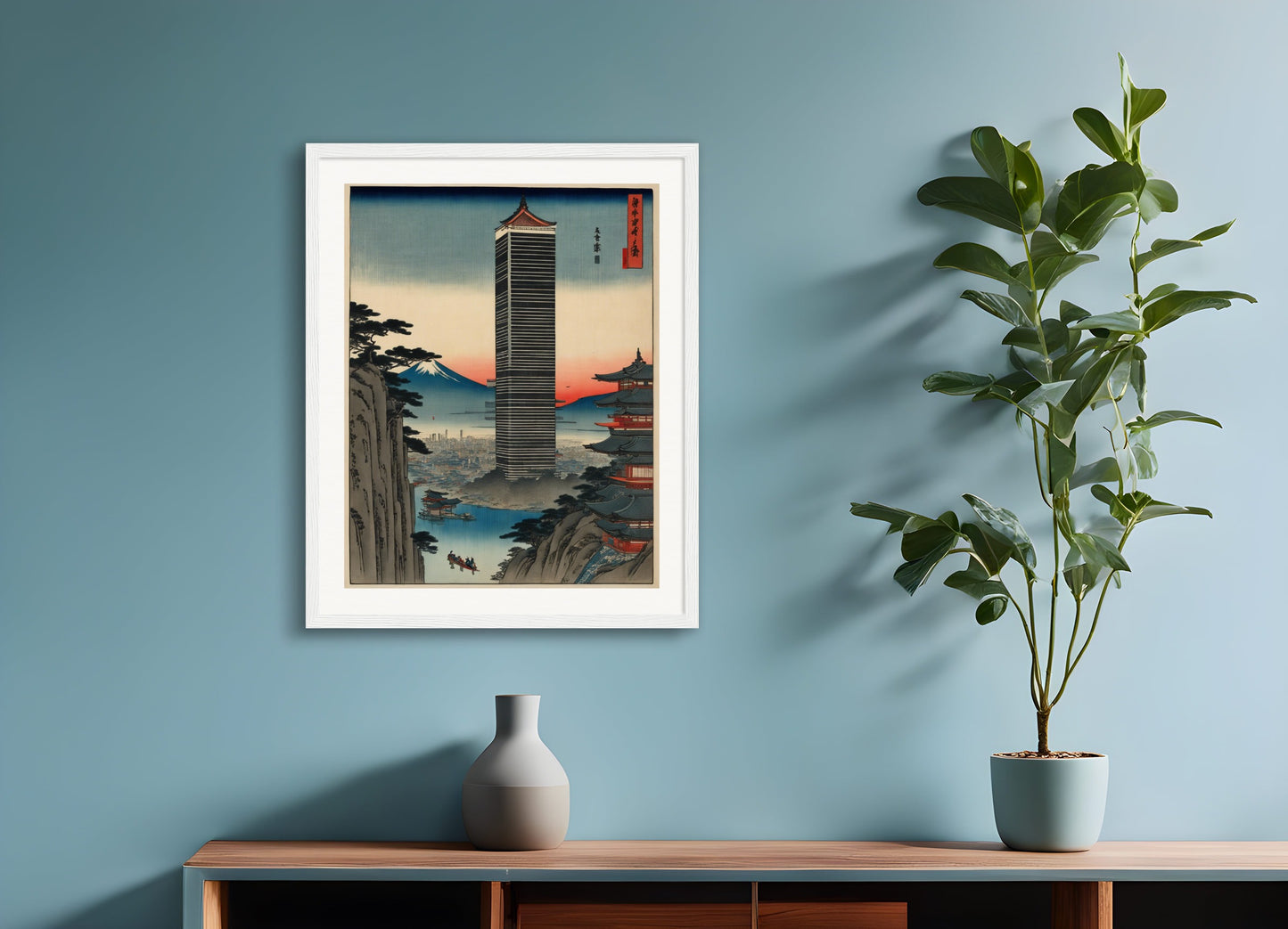 Poster with wood frame: Hiroshige, 