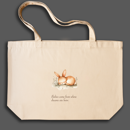 Tote bag - Les bébés viennent de là où naissent les rêves, cadeau de naissance