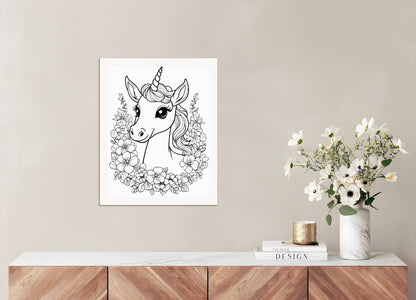 Poster: Coloring page, A baby cute unicorn