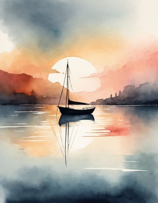 Image - Aquarelle abstraite sur dégradés de couleurs, Bateau - 4026750776