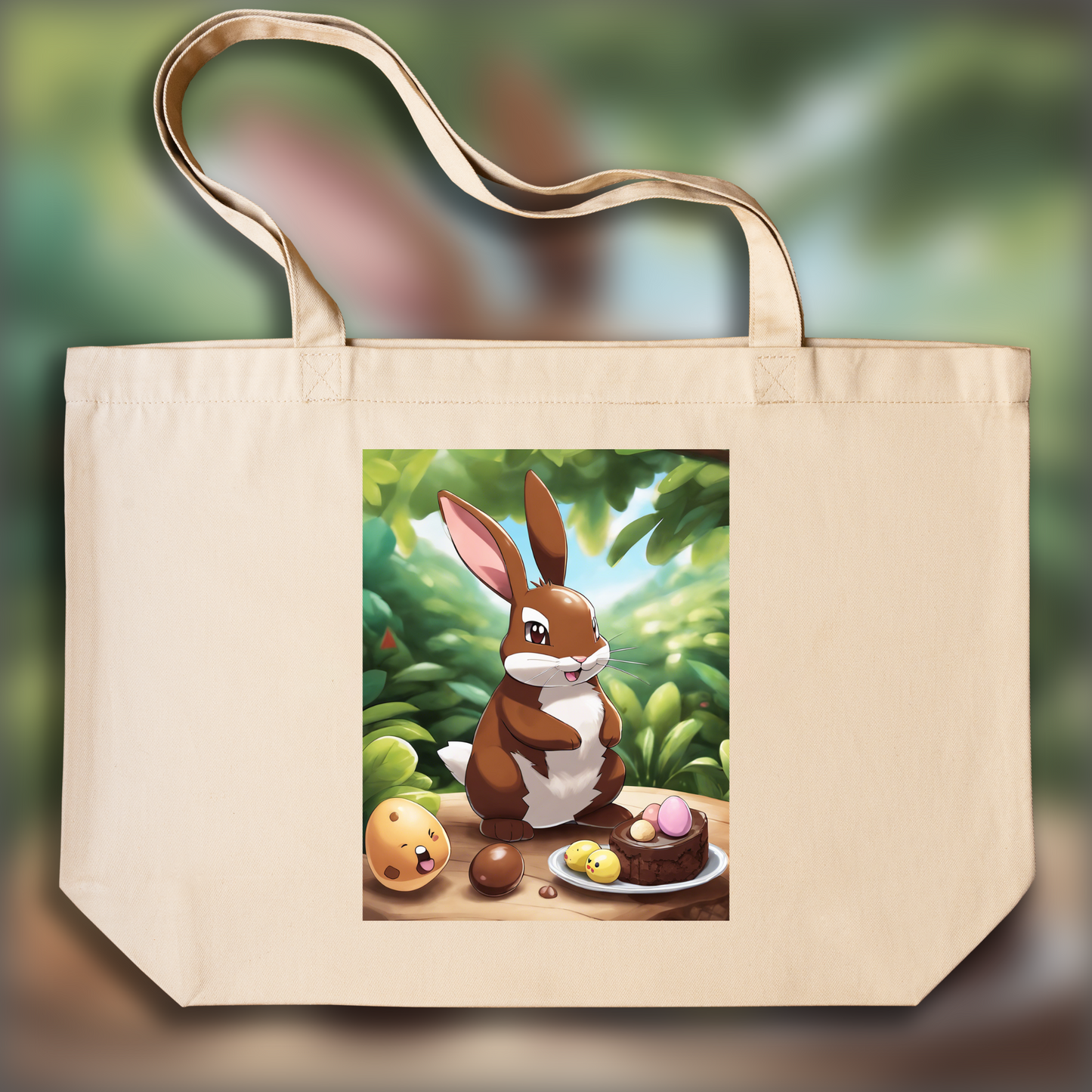 Tote bag - Pokémon , lapin avec oeuf en chocolat - 1141031381