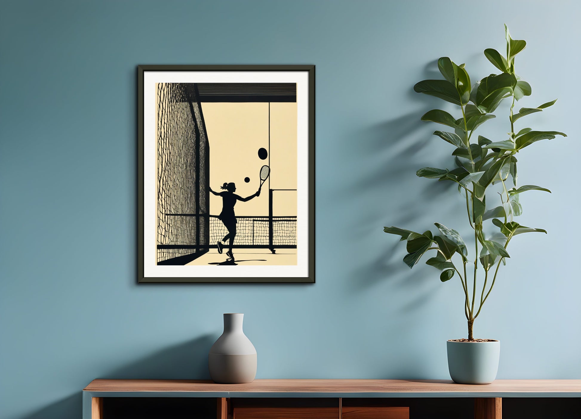 Poster with metal frame: Refined American, modern and nervous illustration, 