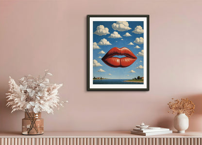 Poster with metal frame: Belgian surrealism, Lips