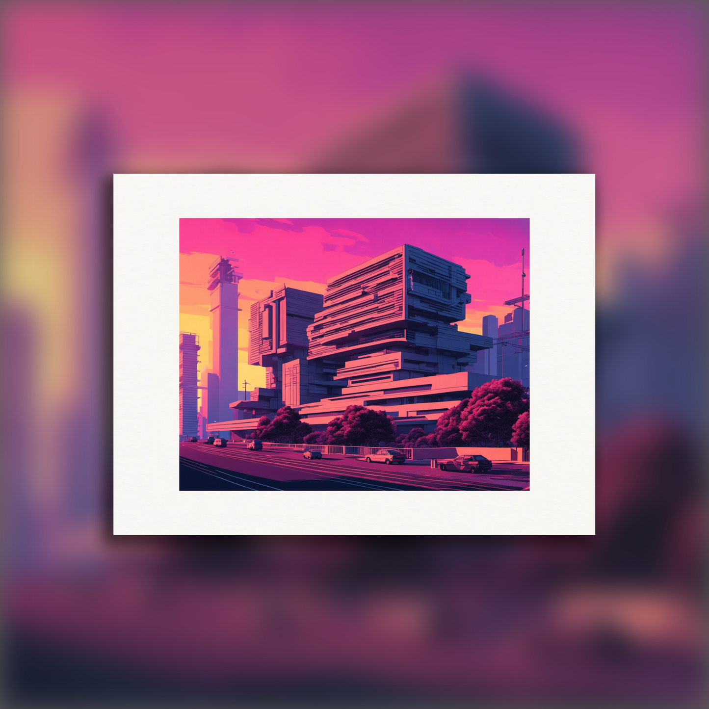 Affiche - Vaporwave, Brutalist architecture, city - 218220864