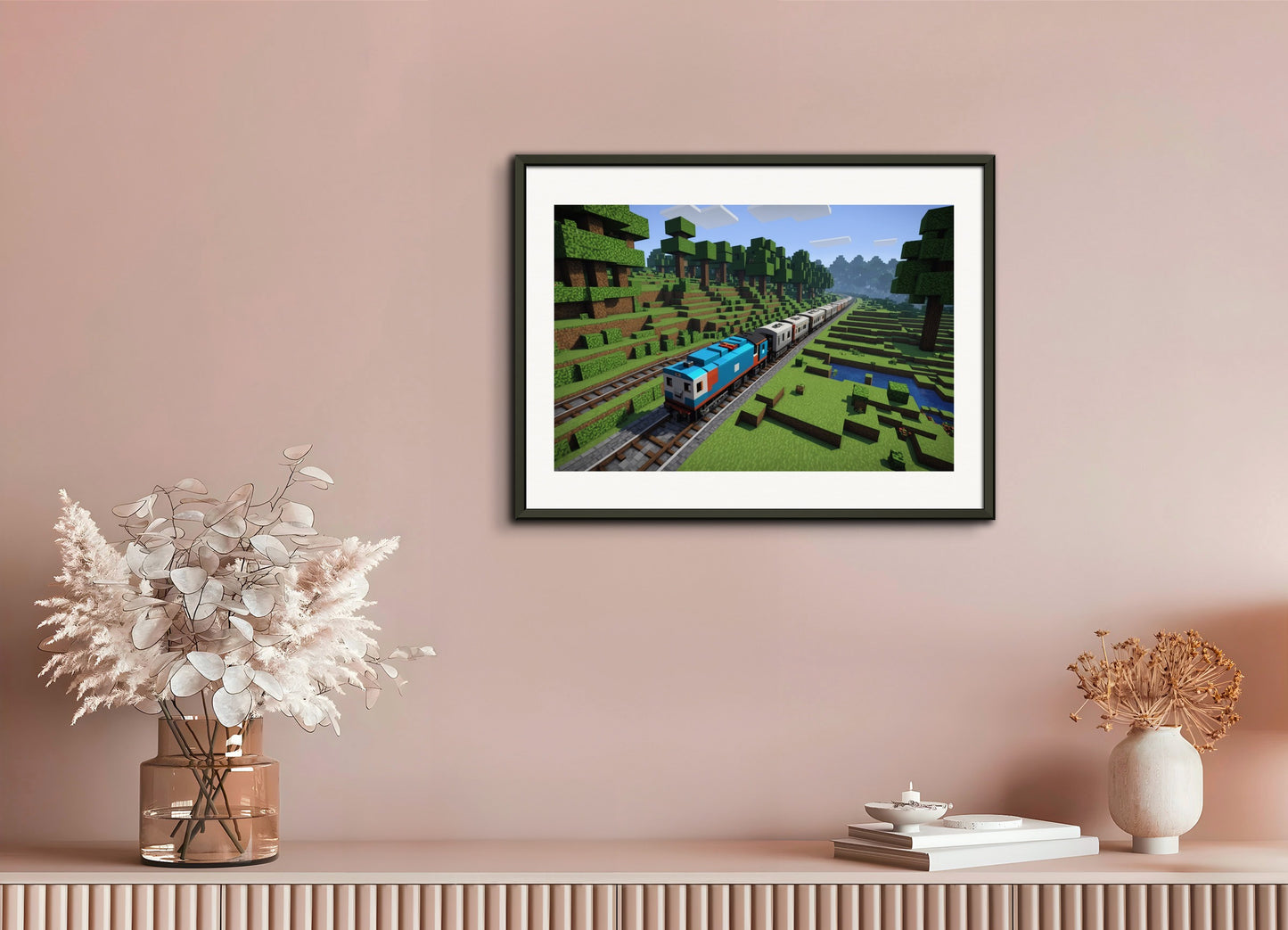 Poster with metal frame: Minecraft, Train