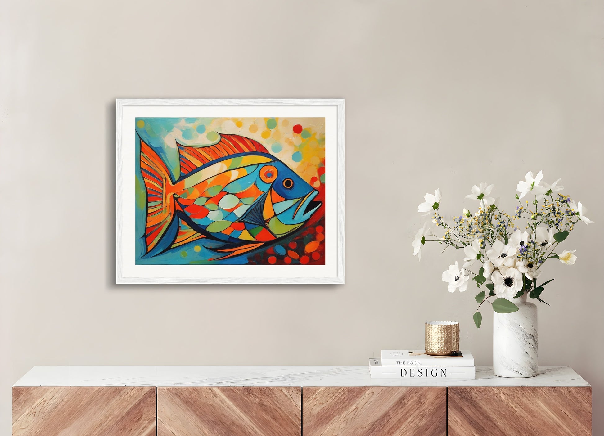 Poster with wood frame: Lyric abstraction, Fish