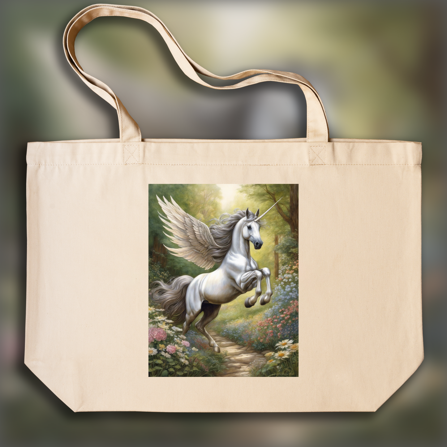 Tote bag - British illustration with natural poetics, Unicorn - 4007768518