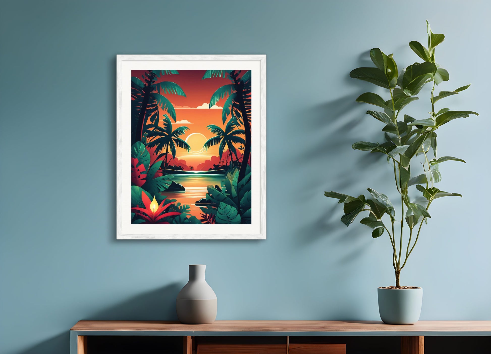 Poster with wood frame: Tropical jungle, Candle