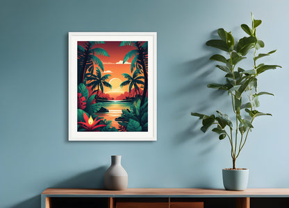 Poster with wood frame: Tropical jungle, Candle