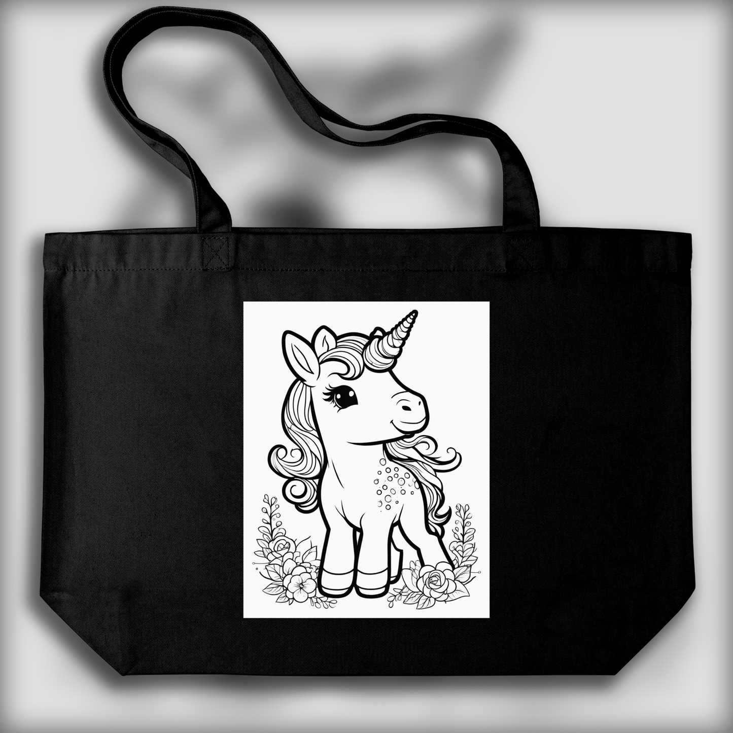 Tote bag - Drawing for coloring, A baby cute unicorn - 1565265572