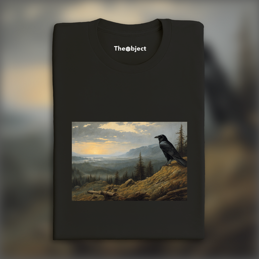 T-Shirt - Mesmerizing landscapes invoking spiritual introspection, a crow - 1972741577