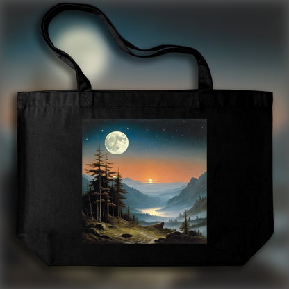 Tote bag - Mesmerizing landscapes invoking spiritual introspection, Moon and starry sky - 3743627154