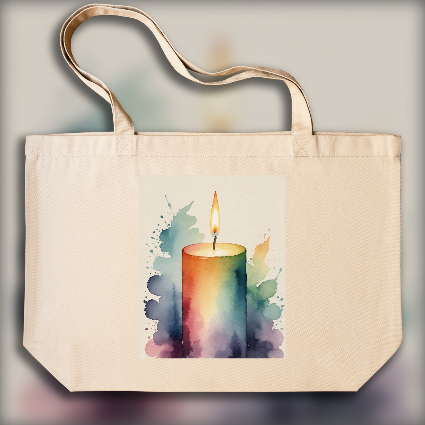 Tote bag - Abstract watercolor on color gradients, Candle - 794212654