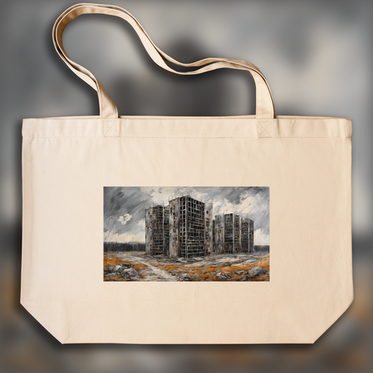 Tote bag - Contemporary German Neo-Expressionism, Brutalist architecture, city - 1621212597