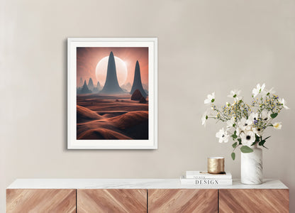 Poster with wood frame: , Exoplanet landscape