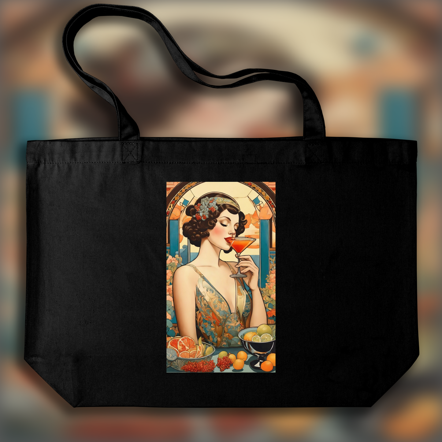 Tote bag - Peinture féministe danoise Art Nouveau, Cocktail - 2579959205