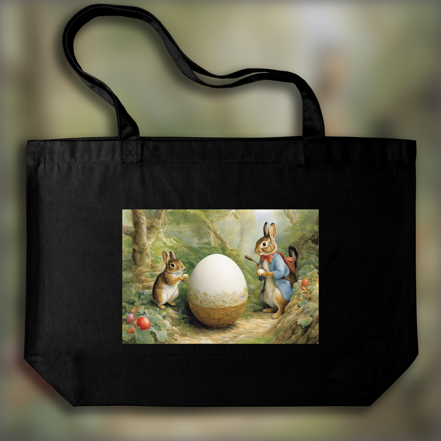 Tote bag - Charming tales, delicate British watercolors, Egg - 2126120526