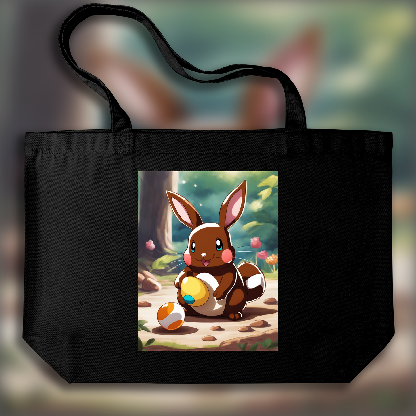 Tote bag - Pokémon , rabbit with chocolate egg - 3860895610