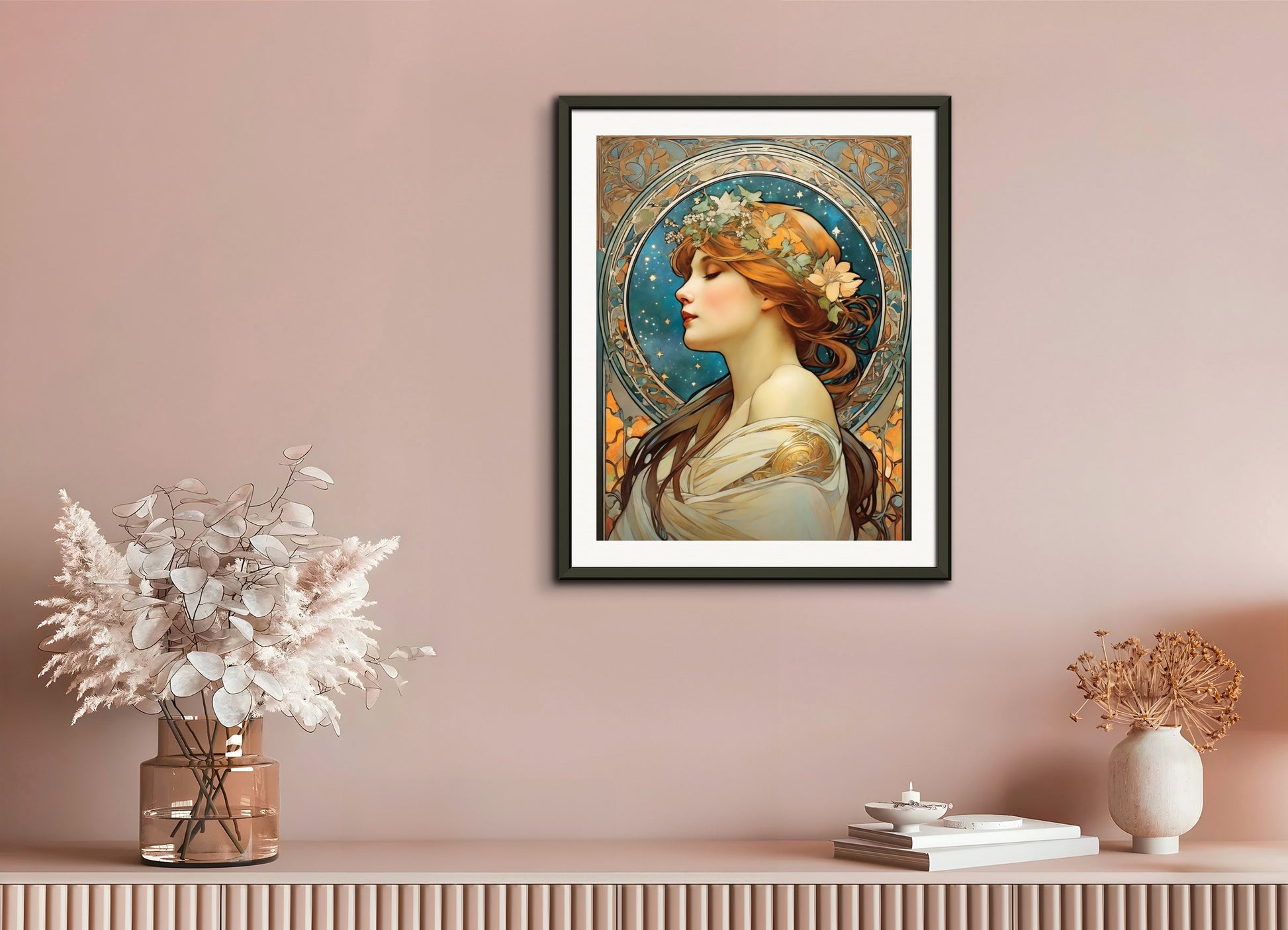 Poster with metal frame: Alfons Mucha, Stars