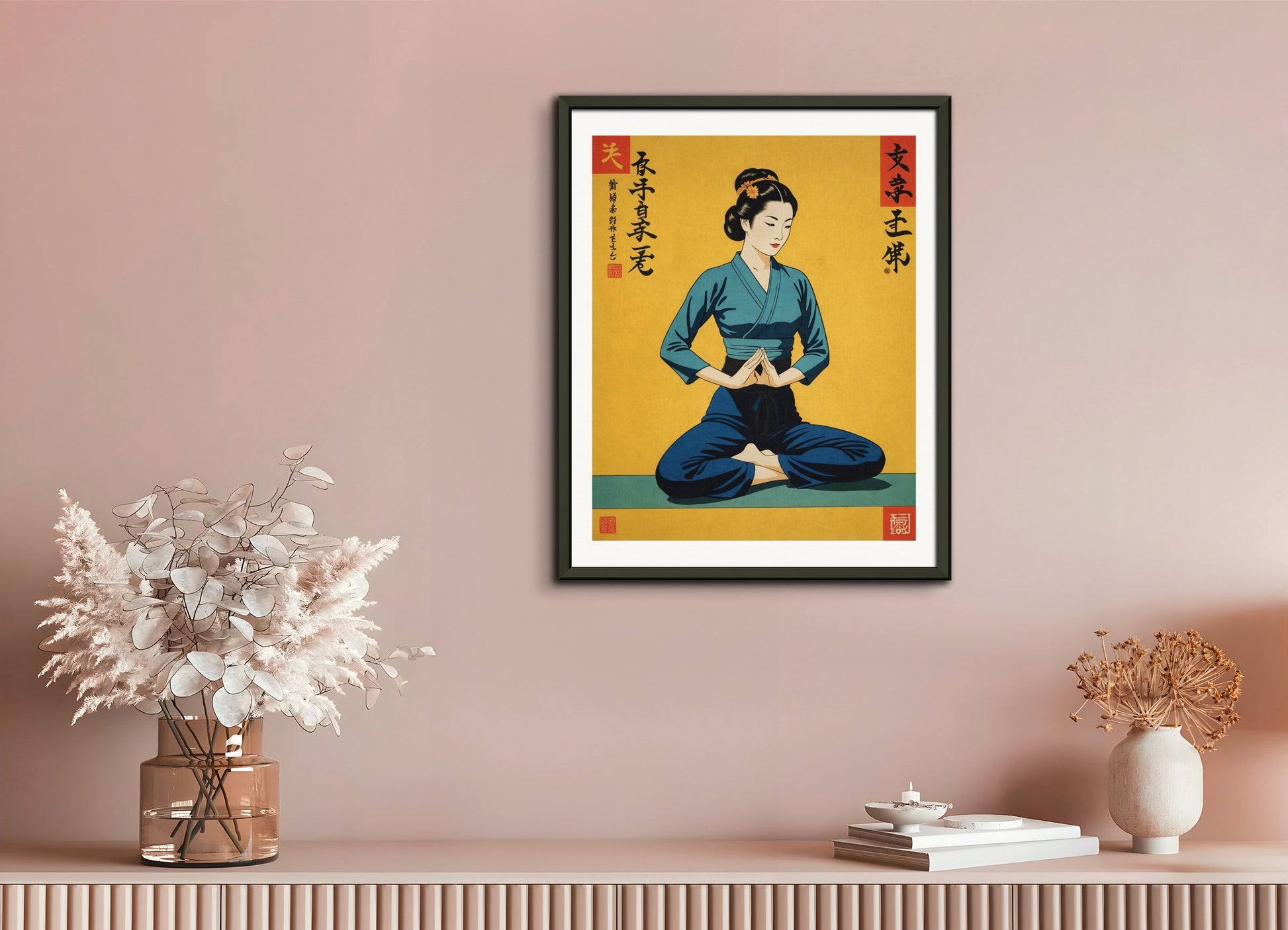 Poster with metal frame: Japanese vintage poster, Yoga