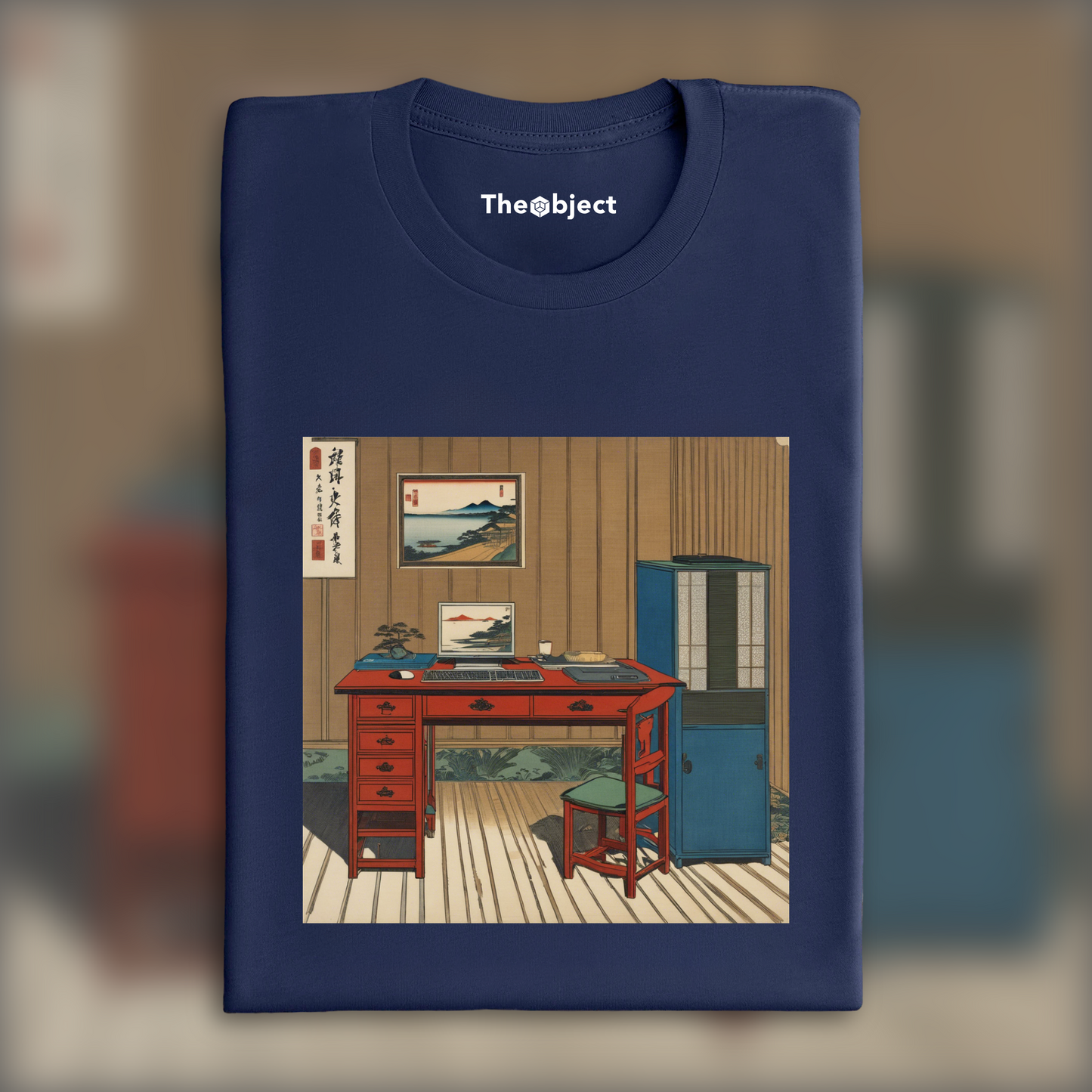 T-Shirt - Poetic ukiyo-e views, fleeting moments, a computer on a table - 3974568099