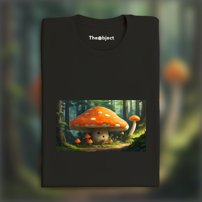 T-Shirt - Key pieces of contemporary Japanese anime, a big orange mushroom in the forest - 716267395