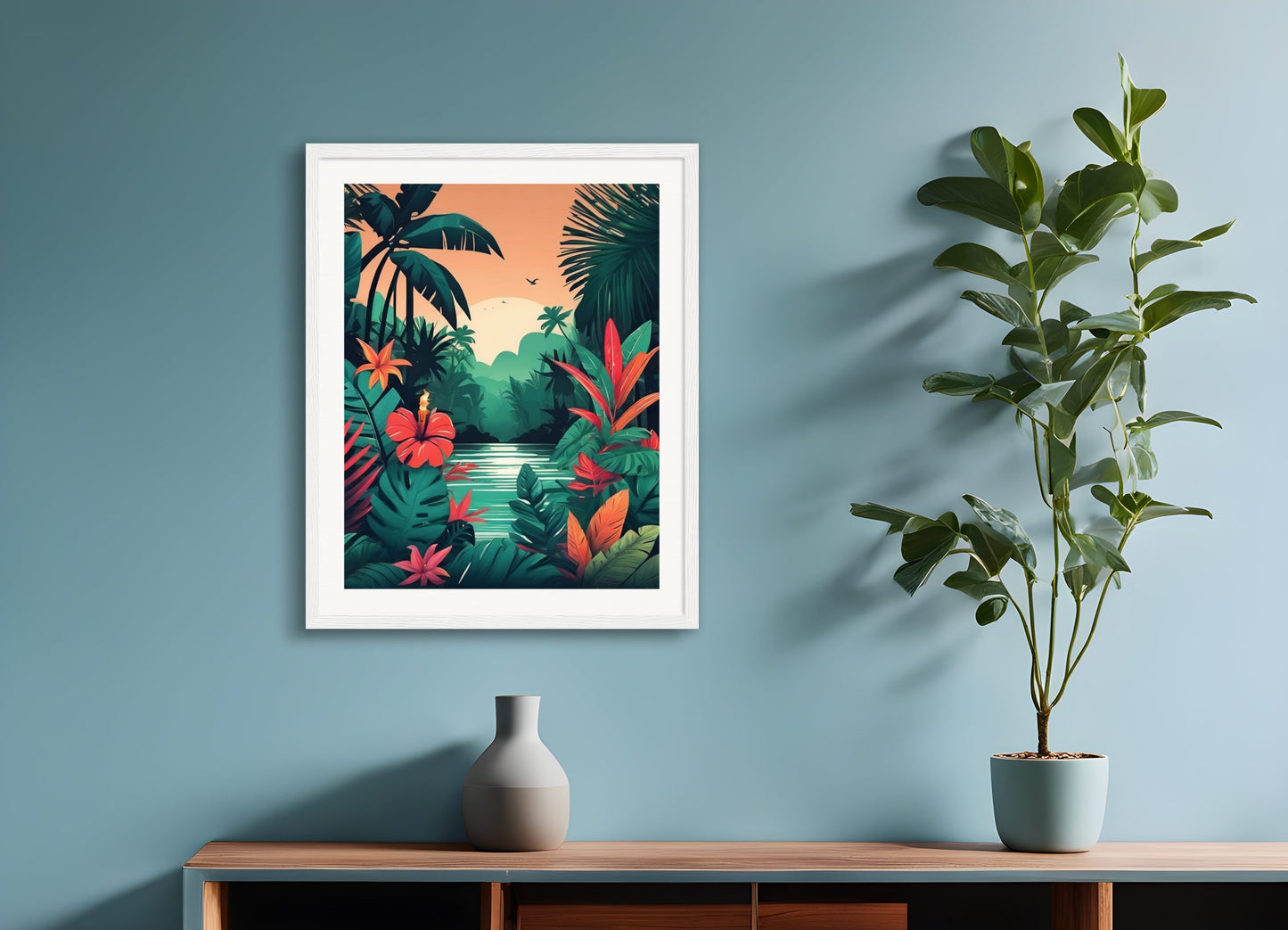 Poster with wood frame: Tropical jungle, Candle