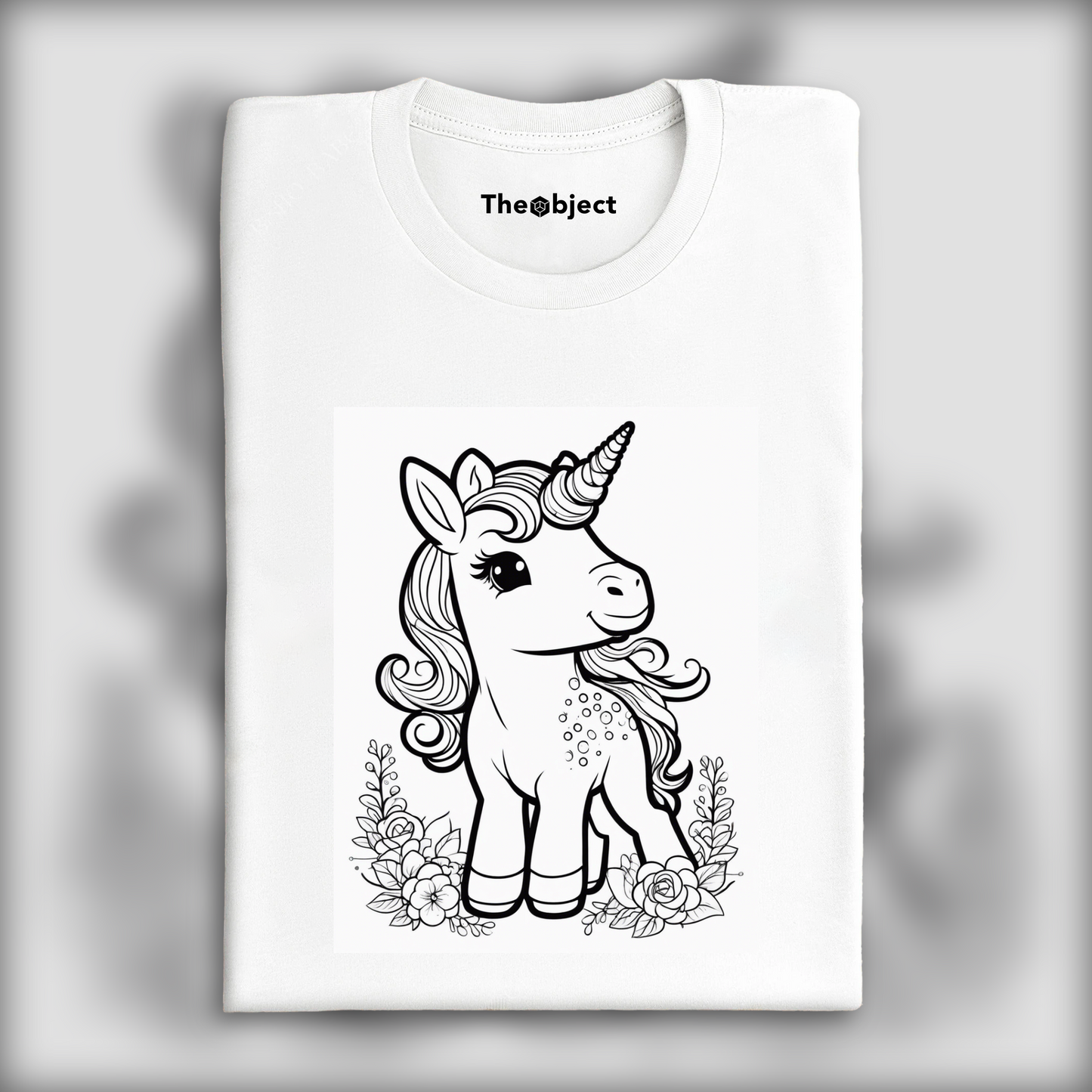 T-Shirt - Drawing for coloring, A baby cute unicorn - 1565265572