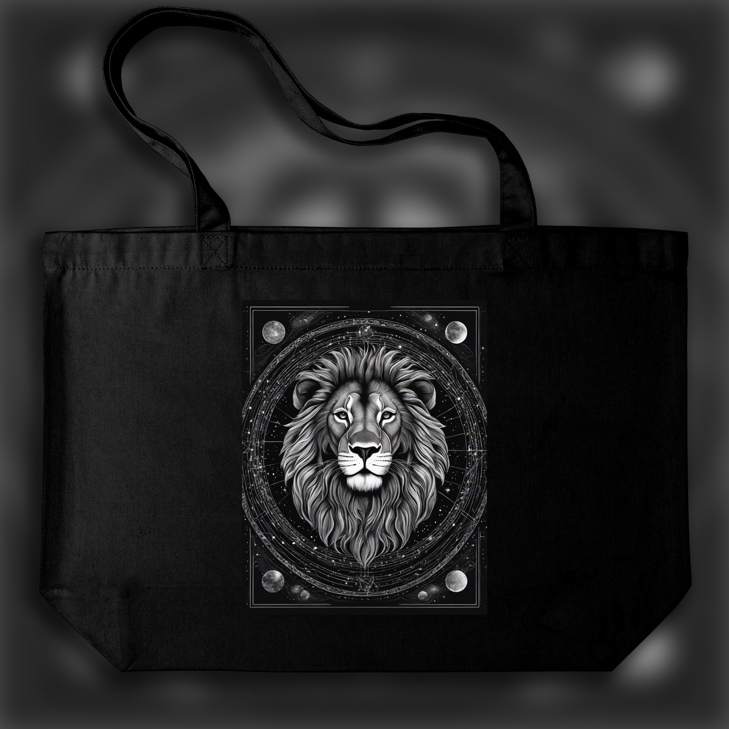 Tote bag - Constellations beautiful drawing, black background, Astrology, a lion - 2017178541