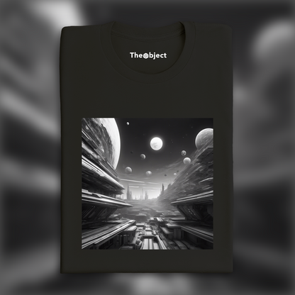 T-Shirt - Urban Abstract Explorations, Black and White, Exoplanet Landscape, Eye - 3198329655