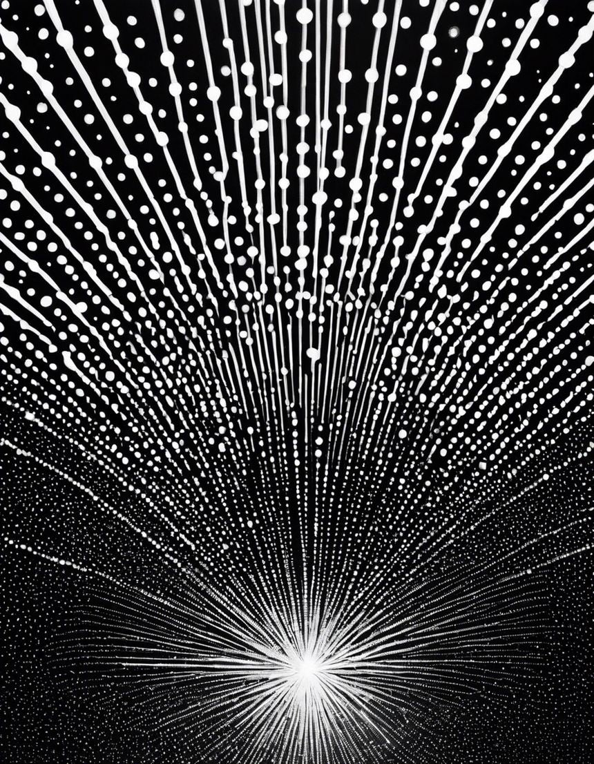 Image - Noir et blanc, pointillisme cosmique, éclats de lumière, Champs - 381259874